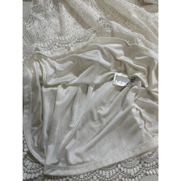 H&M DIVIDED Crochet Cottagecore White Dress 10 Boho Indie Tunic Lined Festival - Picture 7 of 7